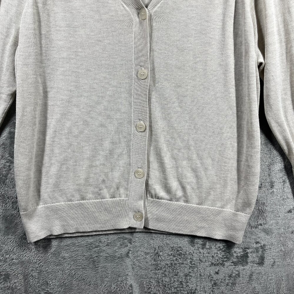 Babaton Cardigan Women Size Medium Cream Nude Button-up V-Neck Finley Silk Blend - Picture 3 of 9